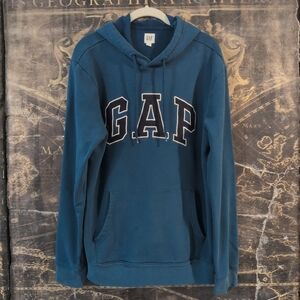 Vintage 2000s GAP Hoodie Grey Blue Sweatshirt Y2K Large